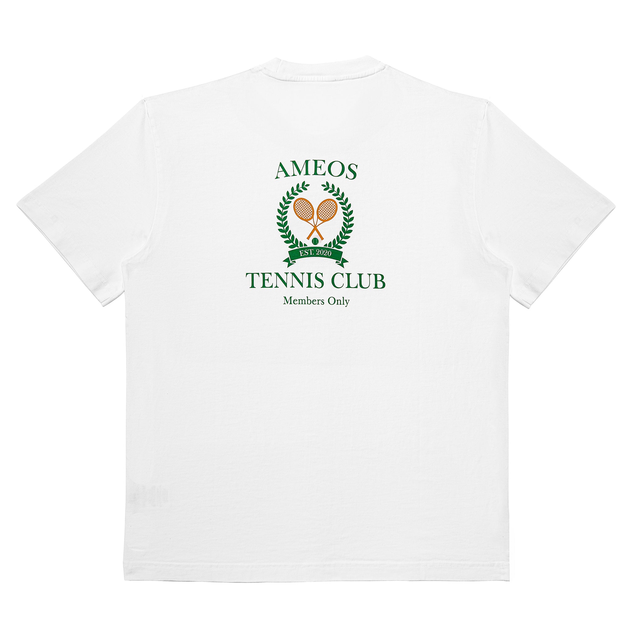 Ameos Unisex Tennis Club T-Shirt in white and green logo backside