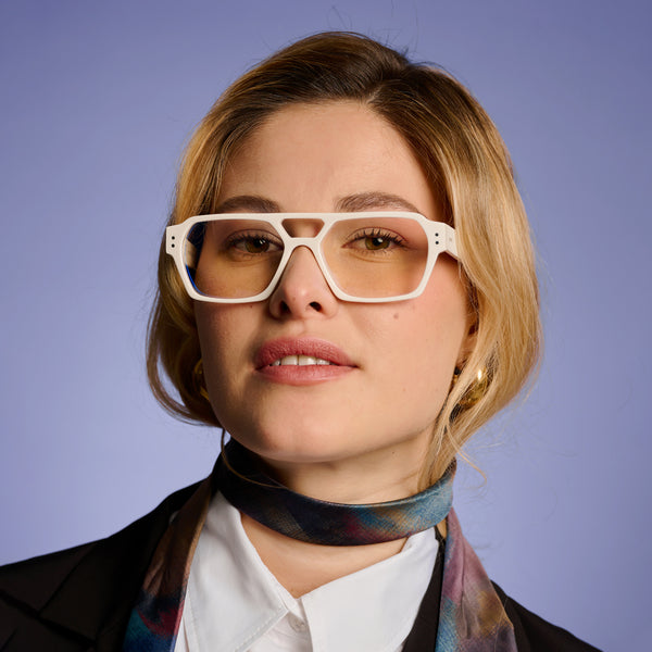 Ego optical glasses in white from Ameos Eyewear.