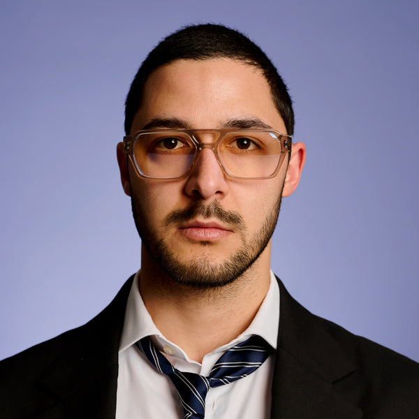 Ego optical glasses in transparent grey from Ameos Eyewear.