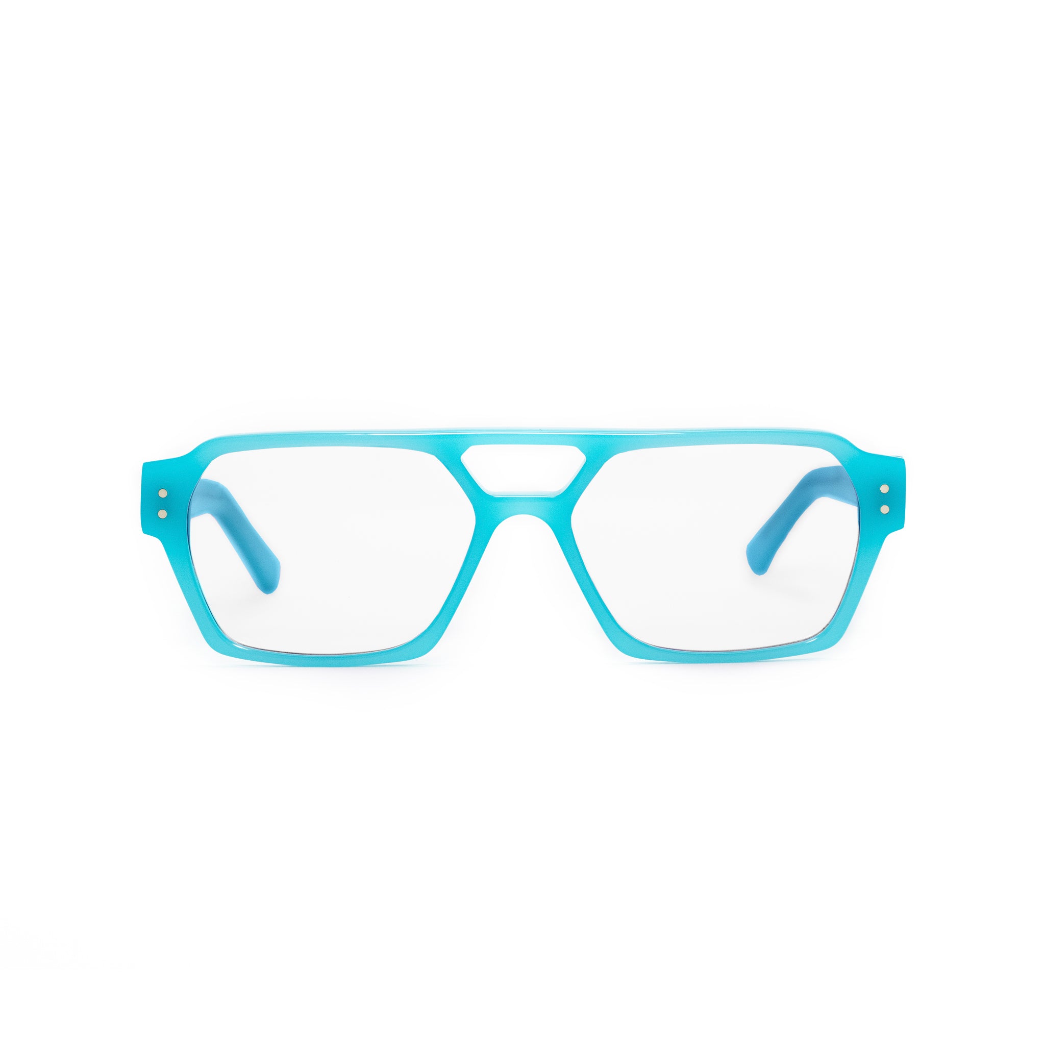 Ego optical glasses in opal blue from Ameos Eyewear.