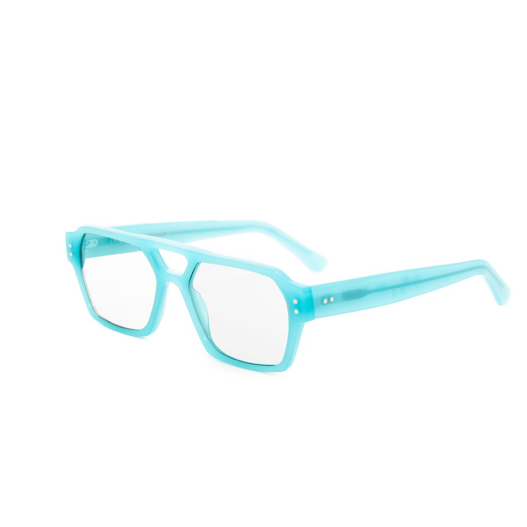 Ego optical glasses in opal blue from Ameos Eyewear.