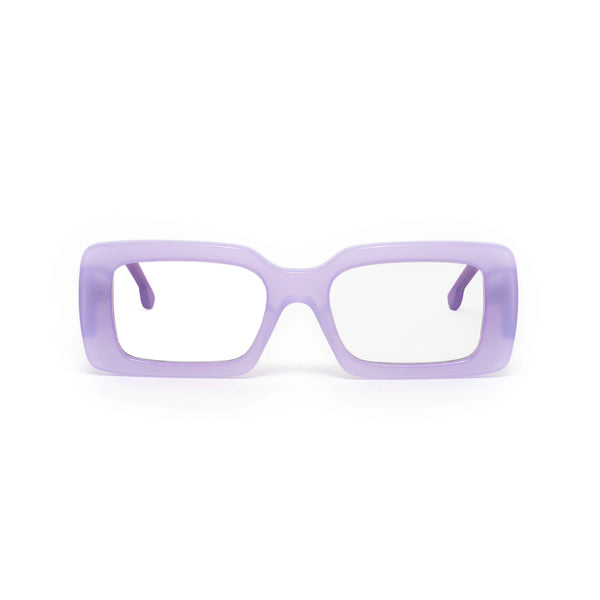 Ameos eyewear mika optical glasses in purple frames. Unisex and handmade in Italy.