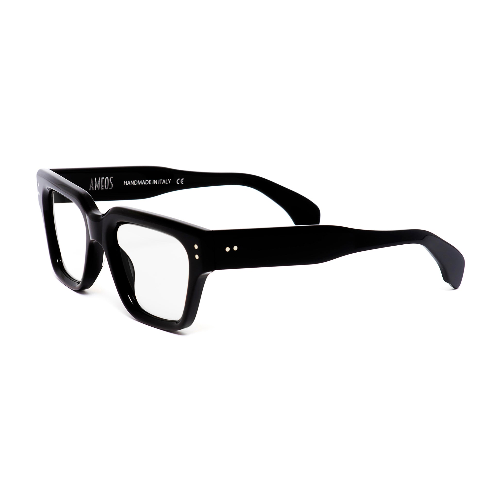 Ameos eyewear louis optical glasses in black frames. Unisex and handmade in italy.
