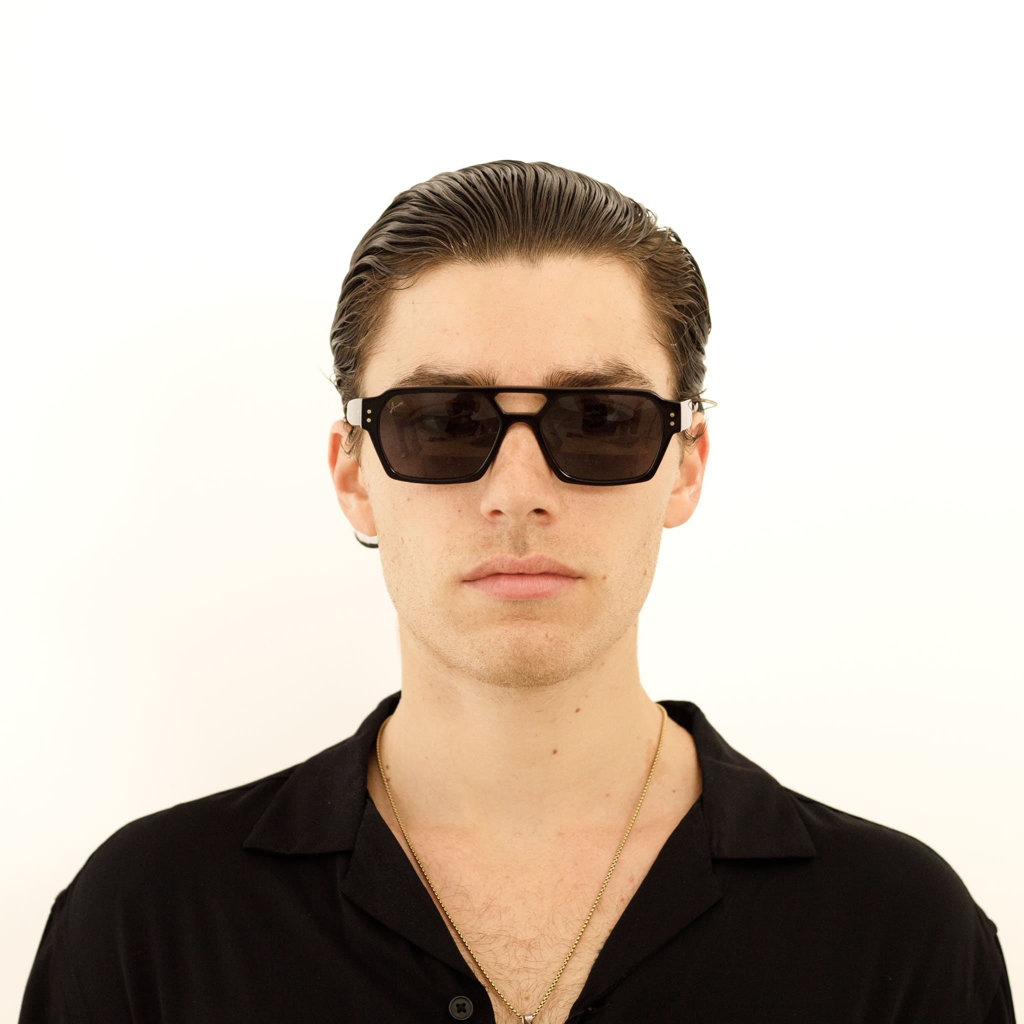 Ameos Identity collection Ego model. Black frames with black lenses. Genderless, gender neutral eyewear