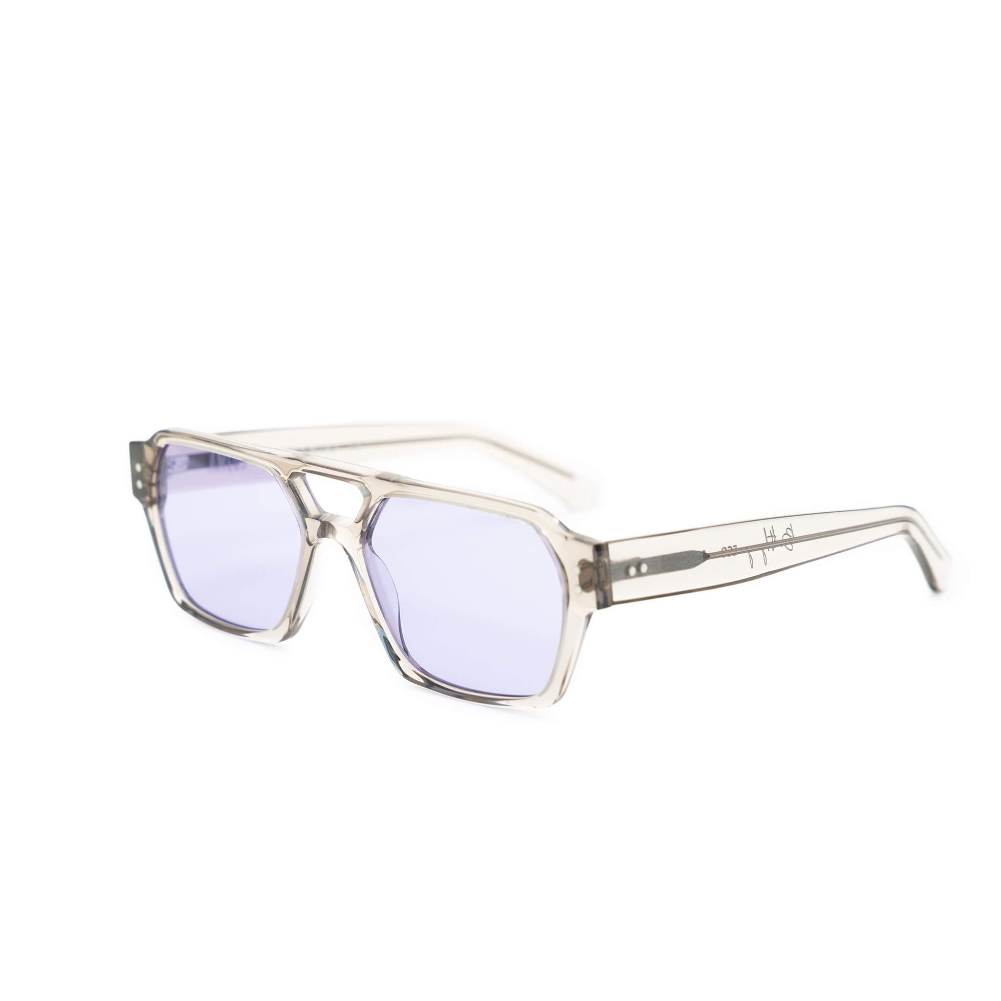 Ego sunglasses transparent grey and light purple from Ameos side angle