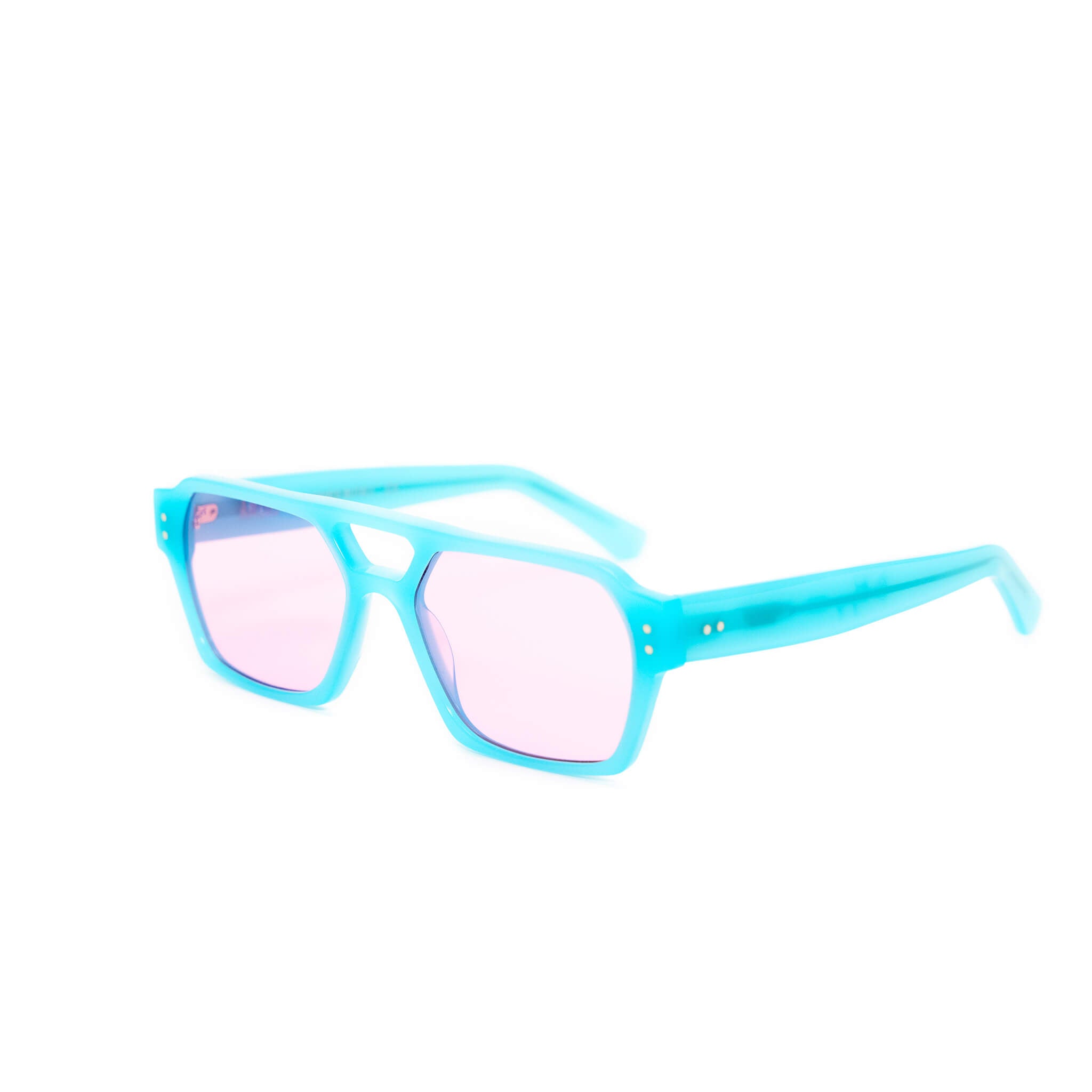 Ego sunglasses in opal blue and pink from Ameos side angle