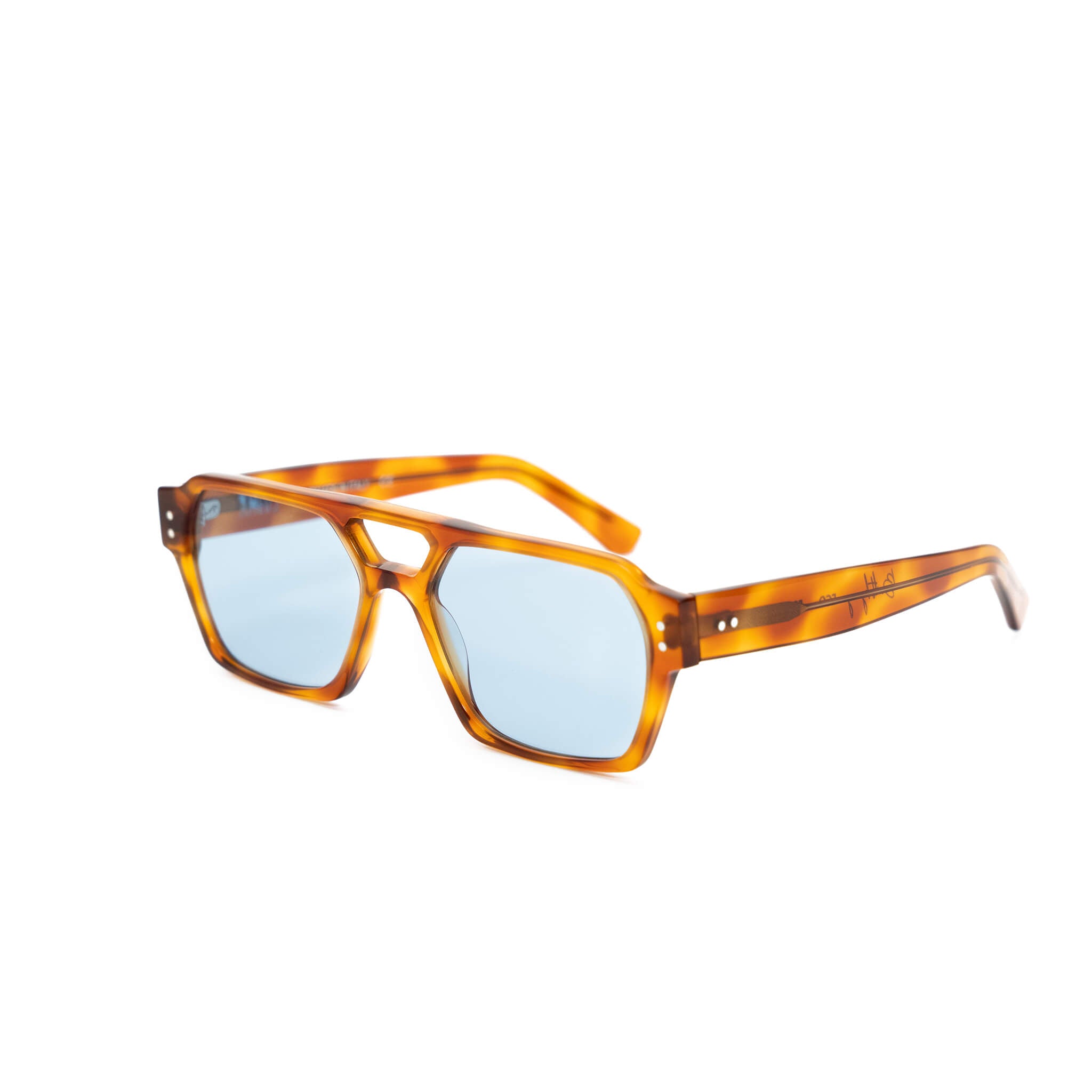 Ego sunglasses in tortoise and light blue from Ameos side angle