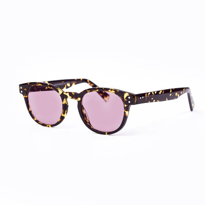 Yellow tortoise sunglasses with purple lenses handmade in italy